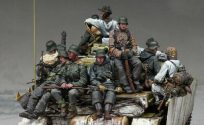 #ad 1 35 resin model WWII German 13 soldiers Tank Crew Big Set Unassembled Unpainted $40.64