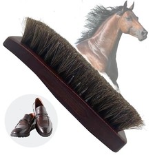 Shoe Brush Horsehair  Beech Wood Leather Goods Polishing Cleaning Dust Removal