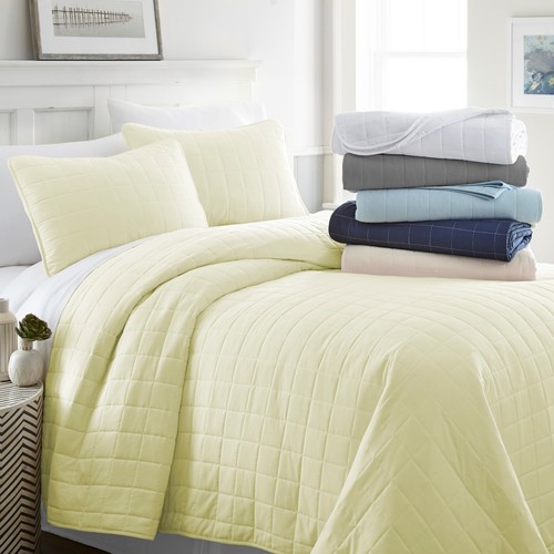 Kaycie Gray So Soft Collection Premium 3 Piece Quilted Coverlet Set - Picture 1 of 19