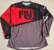 F-16 Fly Racing BMX Motocross ATV Long Sleeve Black/Red Jersey Adult XL