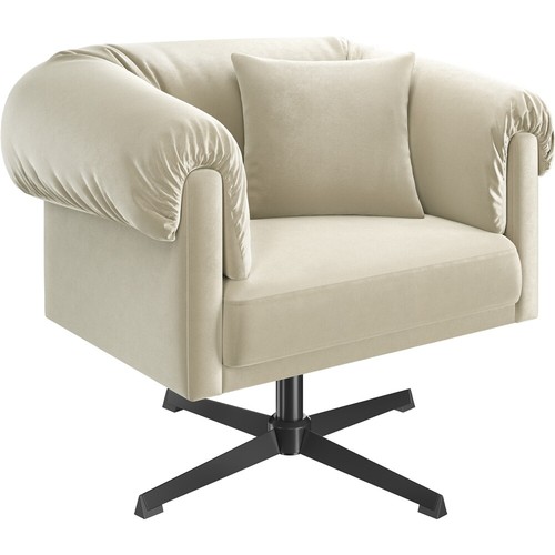 Modern Swivel Accent Chair w/Pillow Velvet Upholstered Comfy Armchair - Picture 14 of 14