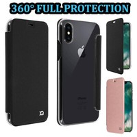 Genuine Xqisit (iPhone X/XS) Case 360 Full Body Front & Back Wallet Flap Cover