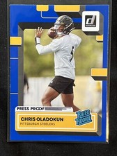 2022 Donruss Chris Oladokun Rated Rookie Blue Press Proof #376 Chiefs