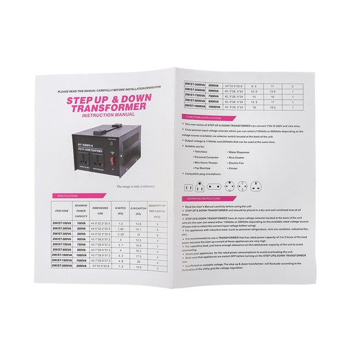 Voltage Transformer Converter 3000W Step Up/Down 110-120V to 220-240V New - Picture 8 of 12