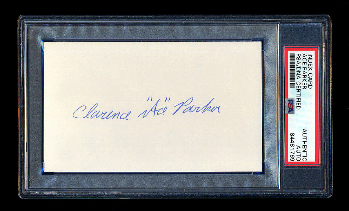 Ace Parker Autographed Signed Brooklyn Dodgers MINT INDEX CARD PSA/DNA AUTO HOF 1940 NFL MVP 