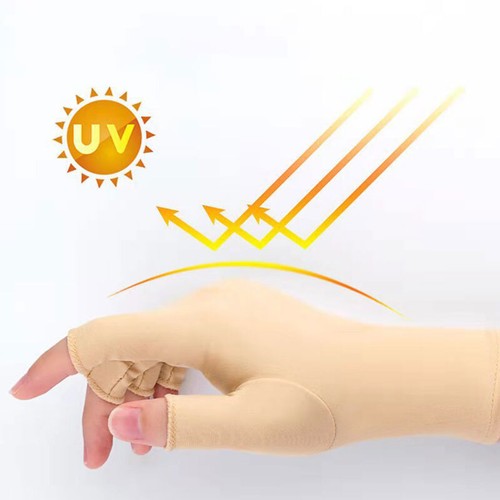 Guantes anti-uv sin dedos Guante de conducción Seda de hielo Medio dedo Guantes Mitón delgado - Imagen 11 de 29