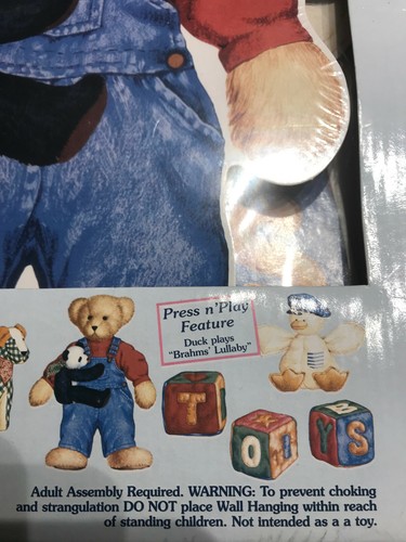 Blue Jean Teddy 6 Pc Musical Wall Art Baby Nursery Decor Bear Retro - Picture 3 of 5