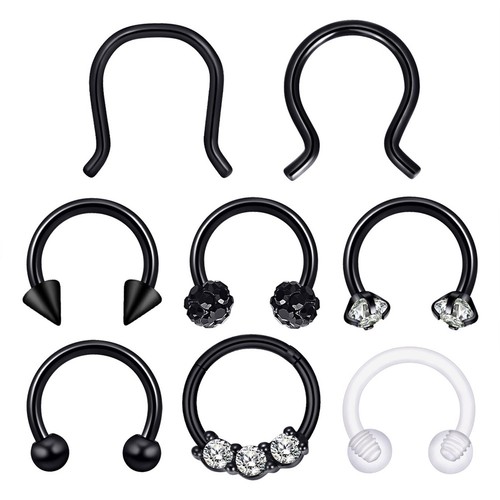 Septum Ring Surgical-Steel Nose Ring Hoop Helix Earrings Daith Piercing 14G 16G - Picture 12 of 17