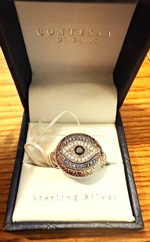 Anillo EVIL EYE Talla 7 Plata Esterlina Circonita Cúbica Nuevo En Caja REGALO Original 6 Fotos - Imagen 3 de 6