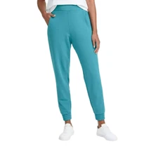 All in Motion Women's Mid Rise French Terry Jogger Pants - Turquoise Green M