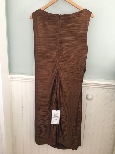 Calvin Klein Sleeveless Bronze/Brown Metallic Ruched Evening Dress NWT-Size 18W - Picture 5 of 5