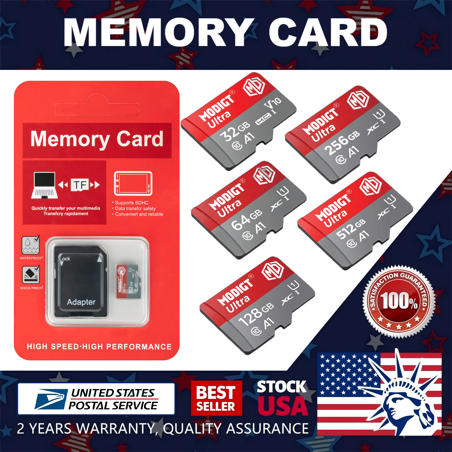 Choose 32GB to 512GB Micro SD Card SDHC SDXC Memory Card TF Class10 with Adapter