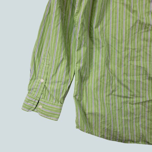 Camisa Ralph Lauren Vintage Abotonada Verde Azul Rayas Para Hombre Talla L - Imagen 13 de 14
