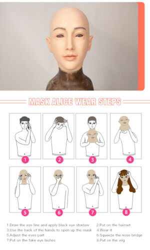 Realistische weibliche Silikon Kopfmaske Crossdresser Gesichtsmaske für Frauen Cosplay - Bild 7 von 20