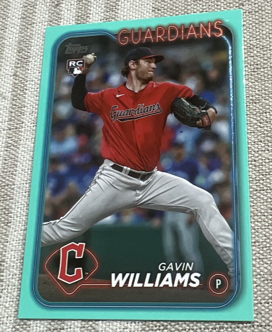 Gavin Williams 2024 Topps Series 1 Aqua Parallel Fanatics Exclusive RC #242 CLE