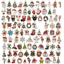 Mix 96pcs Christmas Enamel Charms Pendant Bracelet Necklace For Jewelry Making