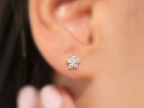 14K Star Gold Earring Diamond star Studs Fine Jewelry Christmas jewelry Gift - Picture 7 of 12