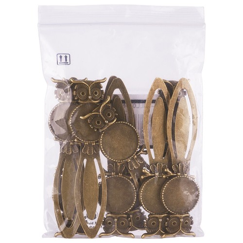 10 Pcs Antique Bronze Alloy Owl Tray Iron Bookmark Cabochon Settings Flat Round - Picture 8 of 9