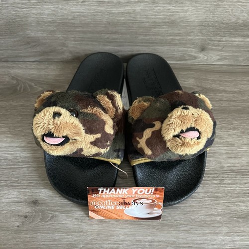 Adidas x Jeremy Scott Adilette Teddy Black Camo Slides Size 6.5 Women's NWB - Picture 3 of 8