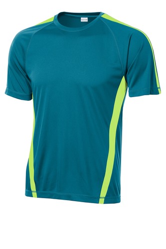 Sport-Tek Colorblock PosiCharge Competitor T-SHIRT Green/Gold or Aqua/Lime Large - Picture 3 of 8