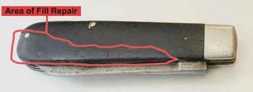 Vtg CATTARAUGUS FOLDING JACK KNIFE: 21486 Ebony; Little Valley NY; Great Shield - Picture 5 of 5