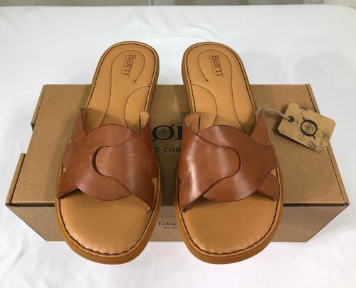 Sandalia plana de cuero deslizable Isabella Straps para mujer nueva en caja EE. UU. 10/40-41 marrón NUEVA EN CAJA - Imagen 2 de 23