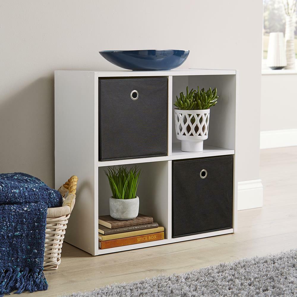 Storage Cube 4 Shelf Bookcase Wooden Display Unit Organiser White