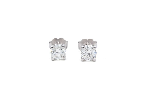 14K Weißgold & Diamant Ohrstecker 0,90ctw Slide Back - Bild 6 von 8