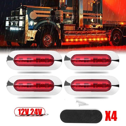 10/50X LED Side Marker Light Truck Trailer Clearance Lamp Amber White Red Chrome - Picture 14 of 28