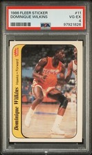 1986 Fleer Basketball Dominique Wilkins Sticker #11, PSA 4 VG-EX off centered