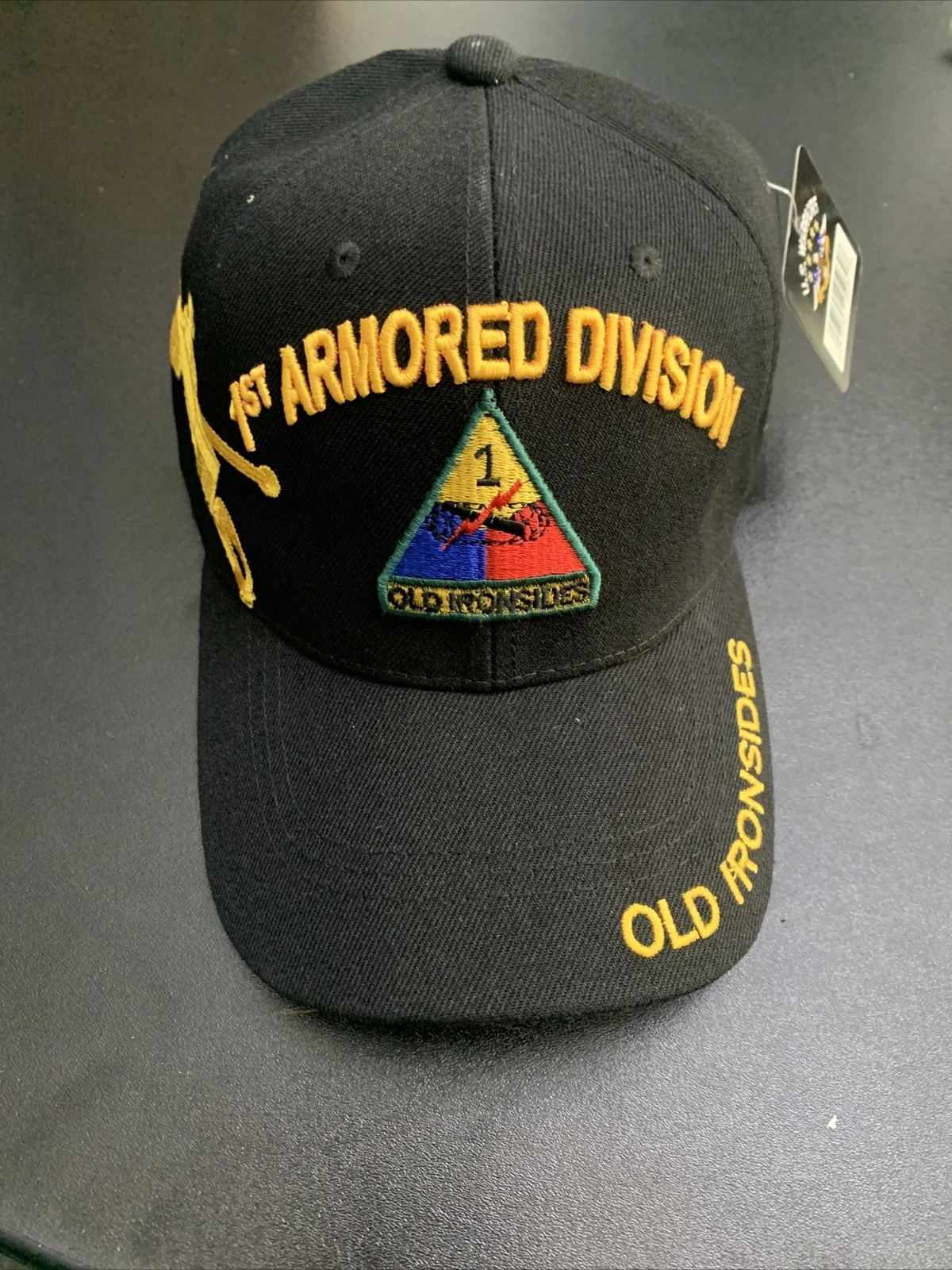 1st Armored DIV Shadow Cap Embroidery Adjustable One Size Fit Most. Black