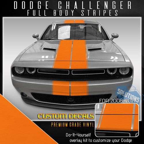 For 2008+ Challenger Full Body Racing Rally Stripes Graphic Decal - Matte Vinyl - Picture 16 of 23