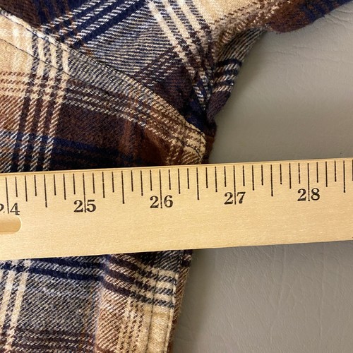 Sonoma Flannel Shirt Men's 2XB Brown Blue Plaid Long Sleeve Button Up Casual - Picture 8 of 12