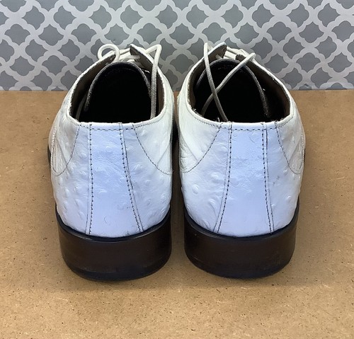 Stacy Adams Herren Florenza Elegant Oxford Schuhe Elfenbein Weiß Leder Größe 10M - Bild 8 von 15