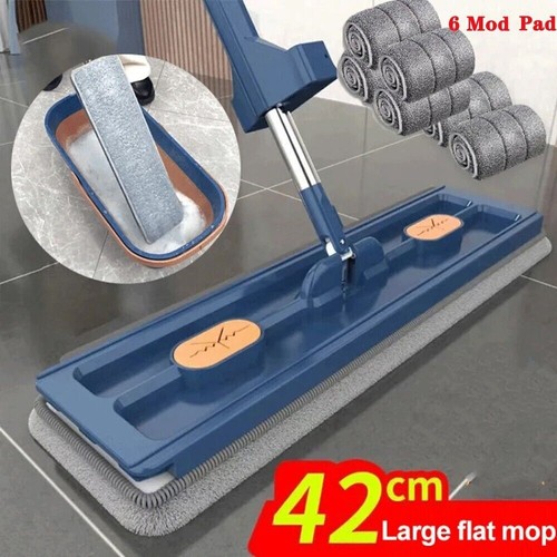 Upgrade Style Large Flat Mop 360°Rotating Magic Self Wringing Mop W/ 6PCS Rags - Picture 3 of 16
