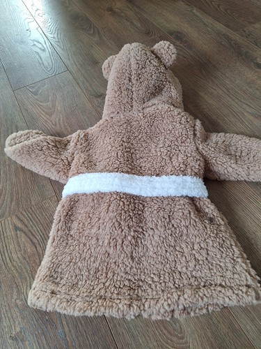 Baby Jungen Freddie personalisierter 6-12 Monate flauschiger brauner Morgenmantel (B644) - Bild 7 von 8