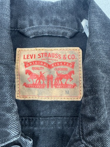 Levi's Denim Trucker Knopf Jacke dunkle Waschung abgenutzt robust schwarz Herren Medium - Bild 6 von 7