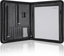 Padfolio Portfolio Binder with Zipper, Faux Leather Folder Organizer, Profession