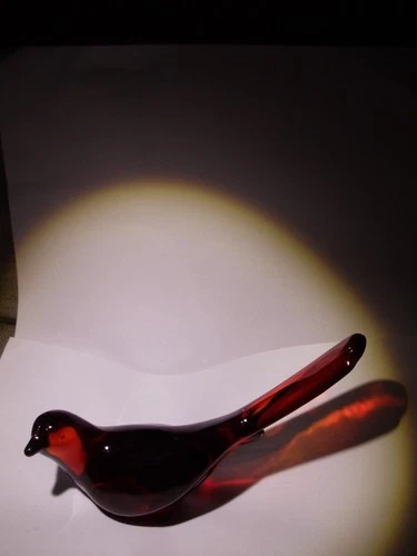 Fenton Cranberry Glass Bird of Happiness Long Tail Marked