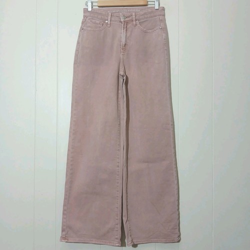 CHICO'S Jeans Women 4R Pink So Slimming High Rise Wide Leg Stretch Demim