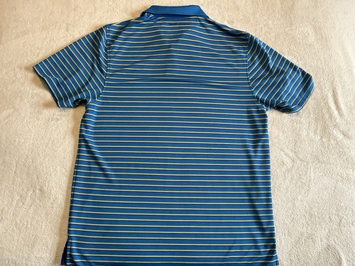 HERREN UNDER ARMOUR BLAU GESTREIFT LOCKERE PASSFORM HEAT GEAR POLOSHIRT GRÖSSE LARGE - Bild 4 von 5