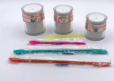 LB3 New Airless Pump Bottles Empty Cosmetic Container w/ Silicone Spatula GOLD