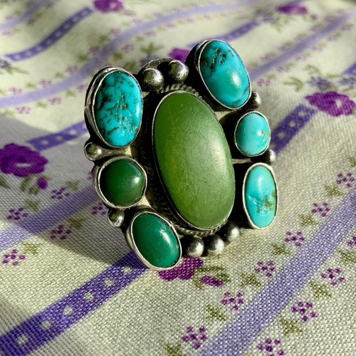 Alter Ring 1940er Schmetterling FETTIG grün Türkis Fred Harvey Silber Indianer Harvey - Bild 3 von 5