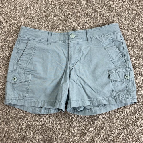 Eddie Bauer Damenshorts 8 Petite P8 hellblau geknöpfte Cargotaschen 4" Schrittlänge