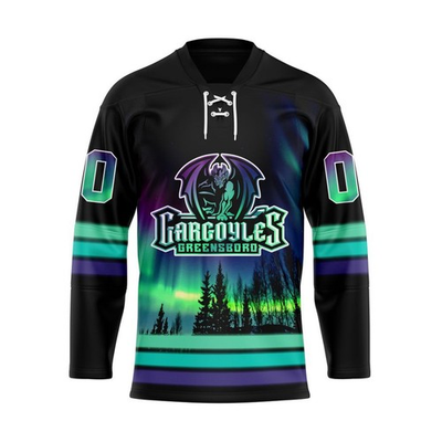#ad Greensboro Gargoyles With Northern Lights Lace Hockey Shirt Fullsize $37.99