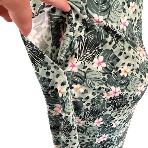 Cynthia Rowley Midi Dress Pale Green Palm Leaves Floral Tropical Sleeveless M - Picture 5 of 14