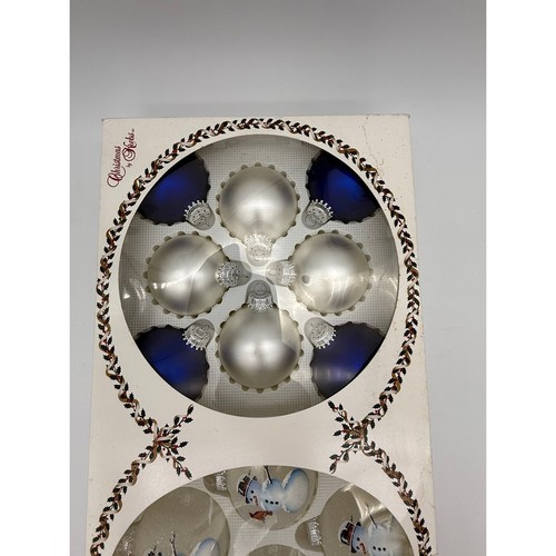 Juego de adornos de vidrio Christmas by Krebs de 18 piezas muñeco de nieve azul plateado vintage EE. UU. - Imagen 4 de 8