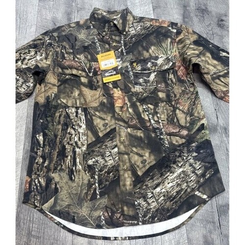 Browning Mossy Oak Wasatch Camo Shirt Mens Medium Button Up Long Sleeve NEW - Picture 6 of 12