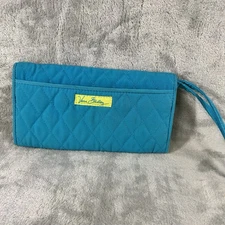 Vera Bradley Quilted Wristlet Wallet Teal And Lime Green Y2K-Style