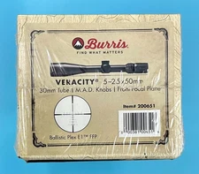 Burris Veracity FFP Rifle Scope 5-25 x 50mm Ballistic Plex E1 30mm M.A.D. NEW
